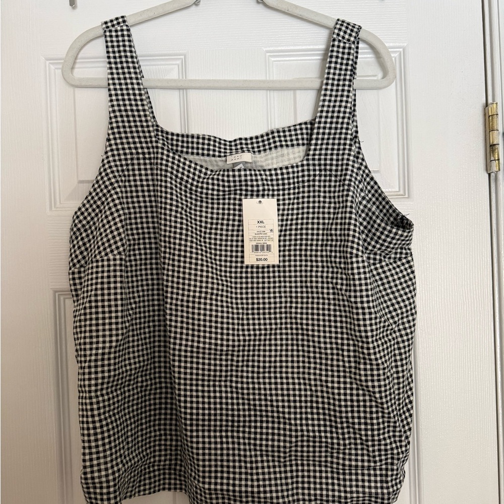 a new day Black and White Checkered Blouse